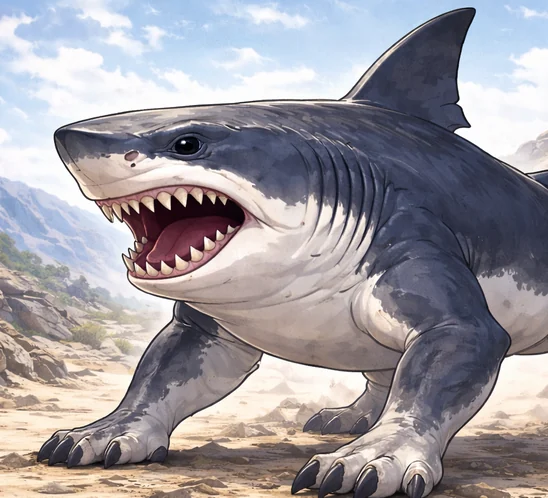 Landshark, an Earth magic creature of the Deepfin family in the Mythica bestiary