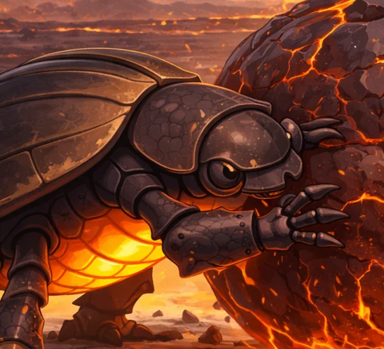 Sun Beetle, a Fire magic creature of the Skitterleg family in the Mythica bestiary
