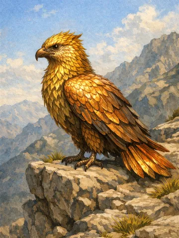 Alicanto, a Light magic creature of the Swiftwing family in the Mythica bestiary
