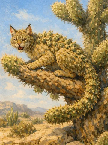 Cactus Cat, an Earth magic creature of the Razorfang family in the Mythica bestiary