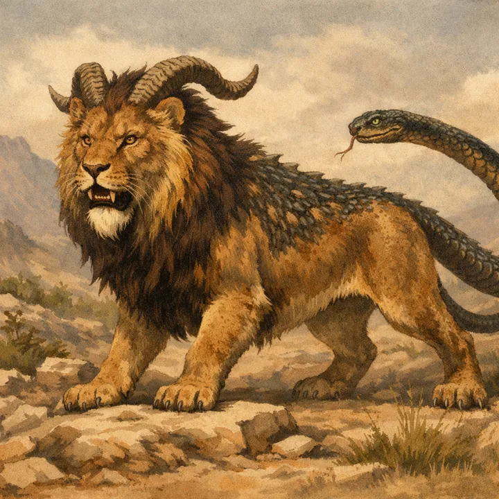 Chimera, a Fire magic creature of the Razorfang family in the Mythica bestiary
