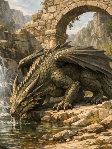 Dragon, a Fire magic creature of the Toughscale family in the Mythica bestiary