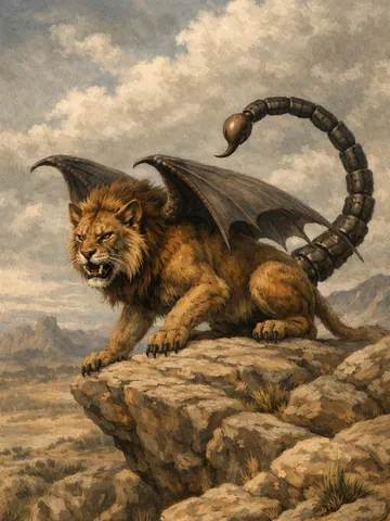 Manticore, a Shadow magic creature of the Razorfang family in the Mythica bestiary