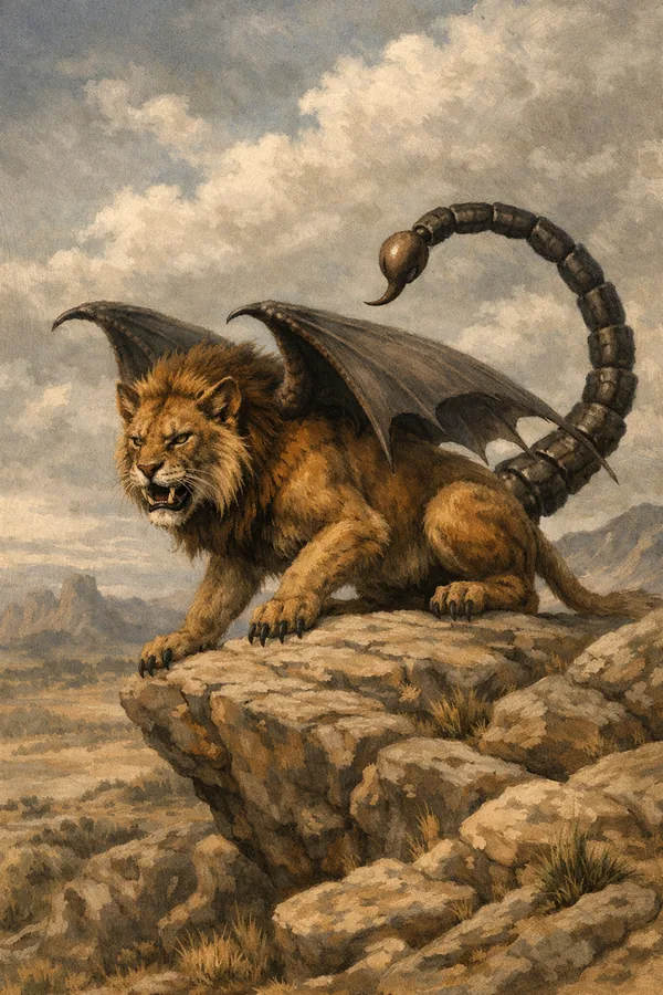 Manticore, a Shadow magic creature of the Razorfang family in the Mythica bestiary