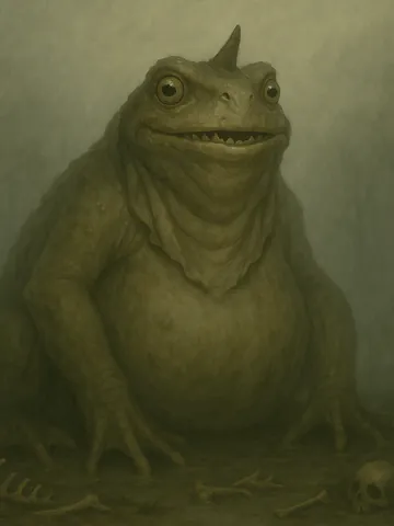 Monstrous Toad, a Shadow magic creature of the Slipskin family in the Mythica bestiary
