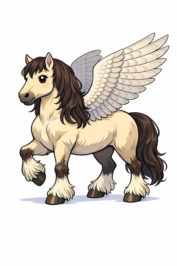 Pegasus, a Sky magic creature of the Thunderhoof family in the Mythica bestiary