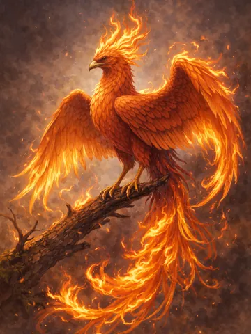 Phoenix, a Fire magic creature of the Swiftwing family in the Mythica bestiary