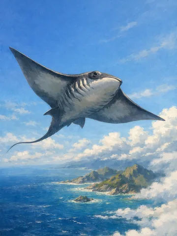Winged Ray, a Sky magic creature of the Deepfin family in the Mythica bestiary