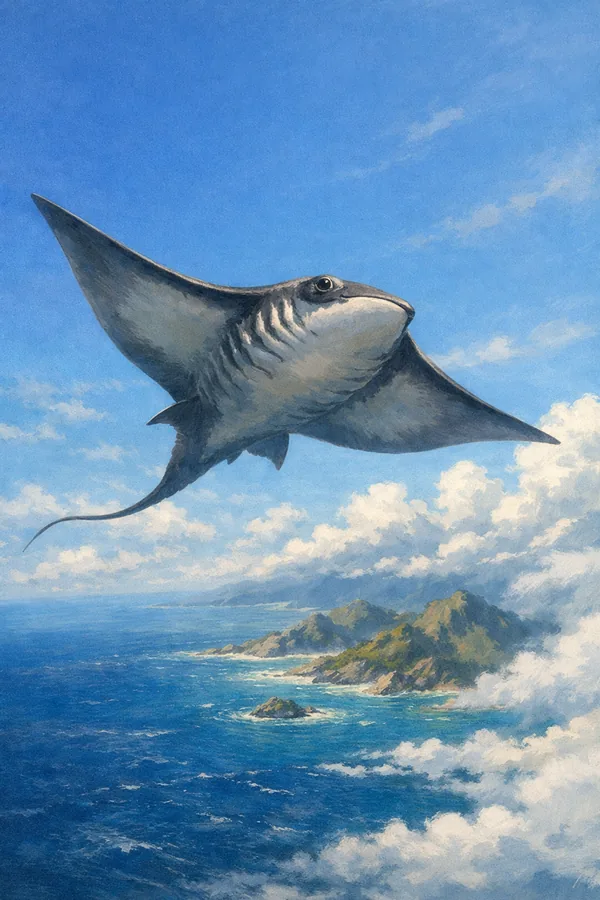 Winged Ray, a Sky magic creature of the Deepfin family in the Mythica bestiary